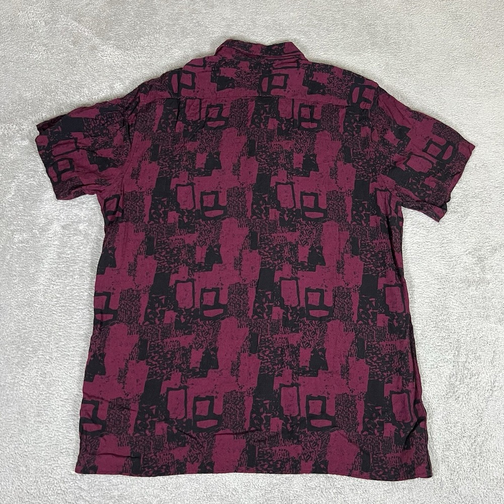 Slunks Shirt Mens Extra Large Beach Casual Short Sleeve Button Up Rayon Burgundy - Picture 10 of 12